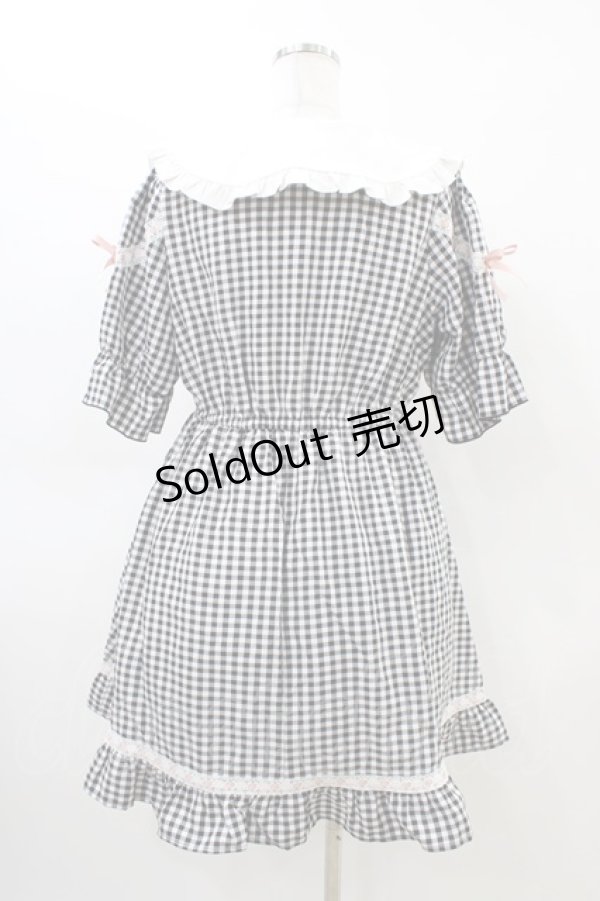 画像2: DearMyLove / 選べる無地orいちご柄ロリータワンピース LL ブラックギンガム H-26-03-06-1026-EL-OP-NS-ZH (2)
