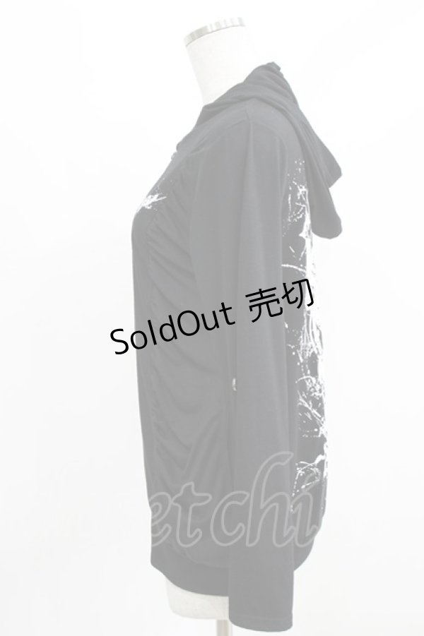 画像2: ALGONQUINS / ギャザー切替ZIPパーカー  ブラック H-26-03-06-050-AL-TO-KB-ZH (2)