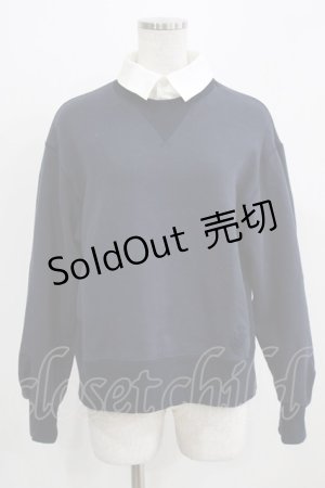 画像: Jane Marple Dans Le Salon / Luana fleece shirt-collar sweatshirt M ネイビー×オフ H-26-03-06-051-JM-SK-AK-ZH