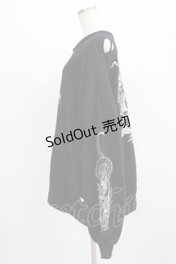 画像2: REFLEM / ドラゴン刺繍ダメージプルオーバー  ブラック H-26-03-06-053-PU-TO-KB-ZH (2)