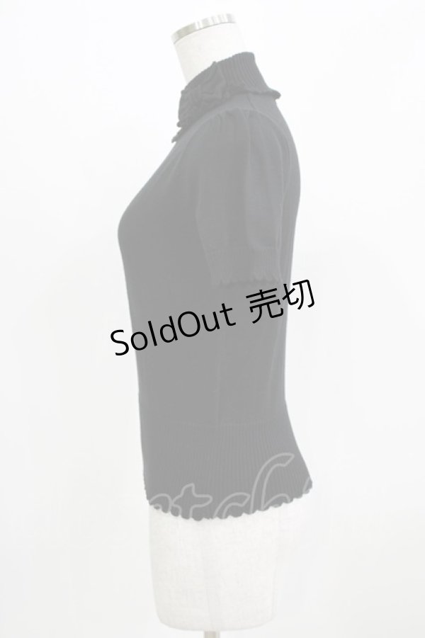 画像2: Emily Temple cute / リボン付き半袖タートルニット  ブラック H-26-03-06-056-ET-TO-AK-ZH (2)