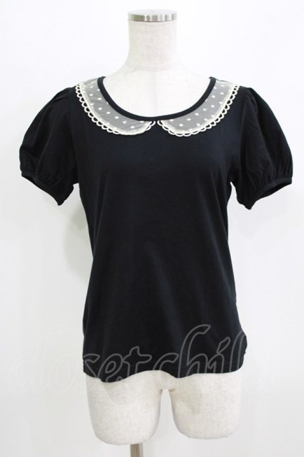 画像1: Emily Temple cute / レースカラーパフカットソー  ブラック H-26-03-06-057-ET-TO-AK-ZH (1)
