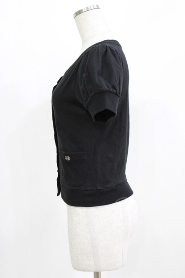 画像2: MILK / ポケット付き半袖カーデ  ブラック H-26-03-06-058-ML-TO-AK-ZH (2)