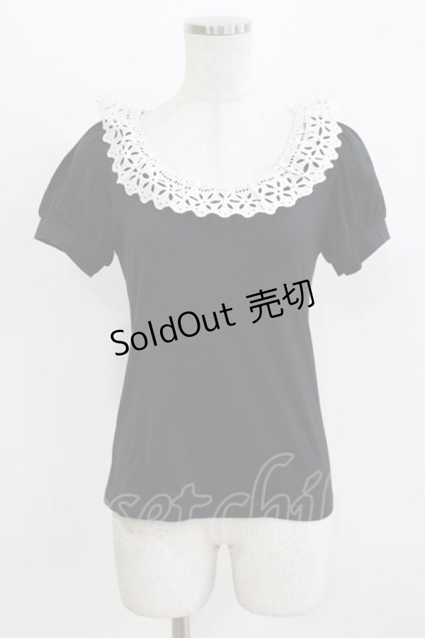 画像1: Emily Temple cute / レースパフカットソー M ブラック H-26-03-06-060-ET-TO-AK-ZH (1)