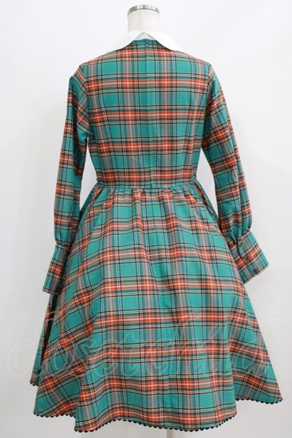 画像3: Belette / チェック丸襟ワンピース  グリーン H-26-03-06-001-PU-OP-KB-ZH (3)