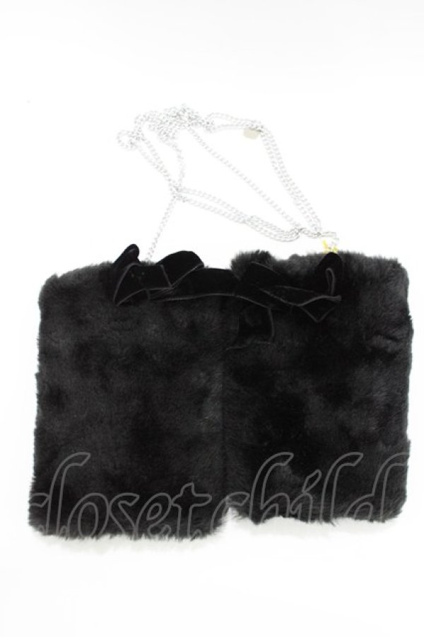 画像1: MILK / チェーン付ファーグローブ  ブラック H-26-03-06-078-ML-ZA-KB-ZH (1)