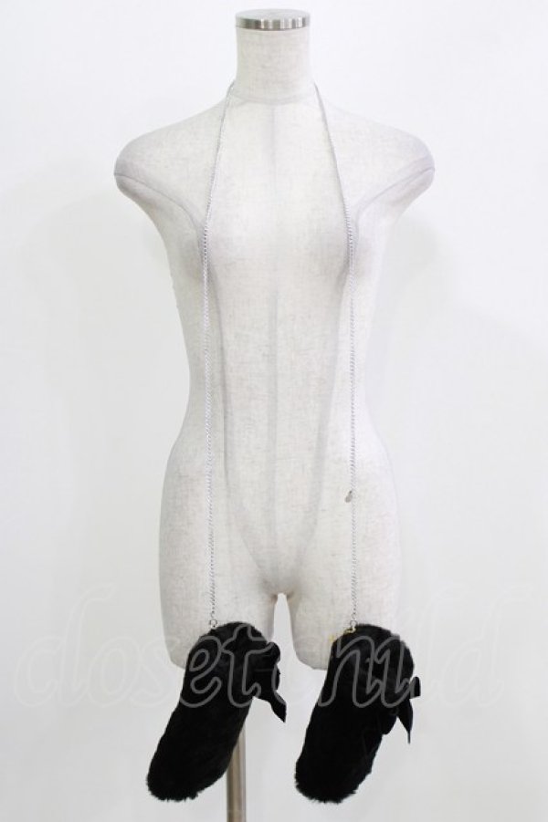 画像2: MILK / チェーン付ファーグローブ  ブラック H-26-03-06-078-ML-ZA-KB-ZH (2)