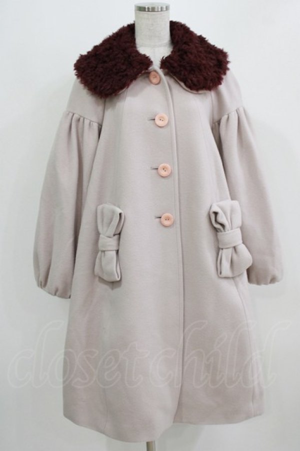 画像1: Leur Getter / カーリーファー衿付コート  ピンク H-26-03-06-019-LU-CO-KB-ZH (1)