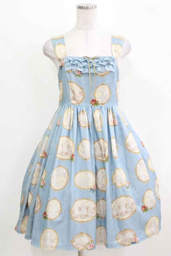 画像1: Leur Getter / Alice Broochシフォンフリル付キャミワンピース M サックス H-26-03-06-003-LU-OP-KB-ZH (1)