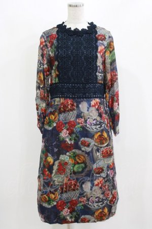 画像: Jane Marple Dans Le Salon / Art in bloomのレースヨークdayドレス  ネイビー H-26-03-07-003-JM-OP-KB-ZH