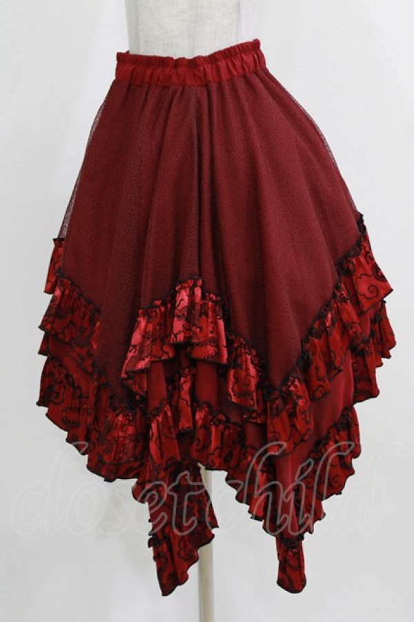 画像2: Qutie Frash / ドラゴンサテンスカート  レッド H-26-03-07-030-QU-SK-KB-ZH (2)