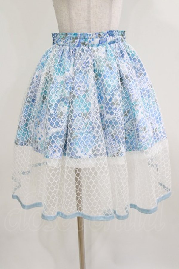 画像1: Qutie Frash / 和柄サーキュラースカート  サックス H-26-03-07-034-QU-SK-KB-ZH (1)