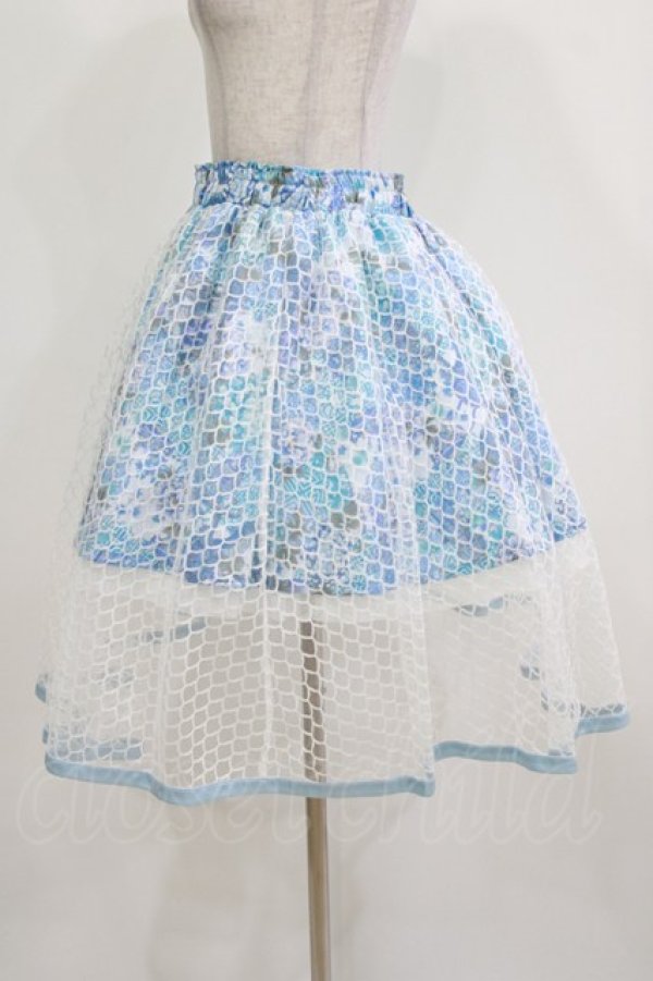 画像2: Qutie Frash / 和柄サーキュラースカート  サックス H-26-03-07-034-QU-SK-KB-ZH (2)