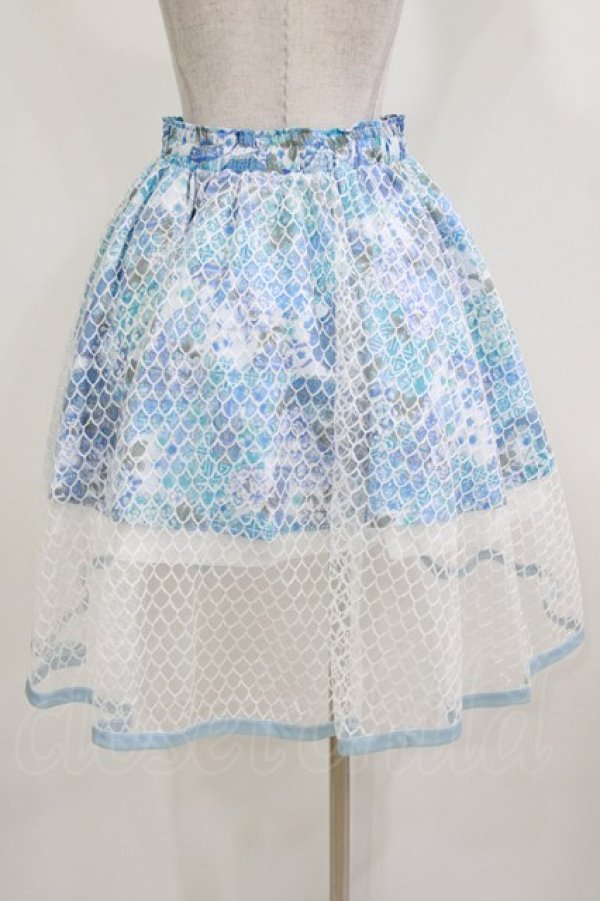 画像3: Qutie Frash / 和柄サーキュラースカート  サックス H-26-03-07-034-QU-SK-KB-ZH (3)