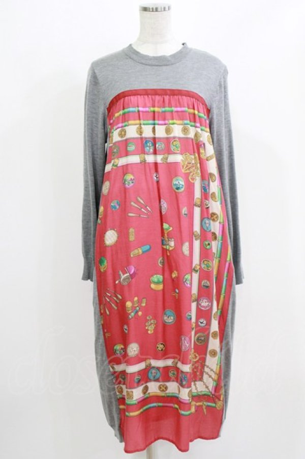 画像1: Jane Marple Dans Le Salon / Sewing kitコラボレーションドレス  rose×mix gray H-26-03-07-037-JM-OP-KB-ZH (1)