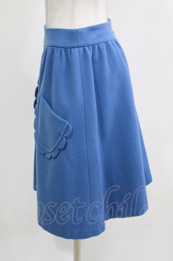 画像2: Jane Marple / スカラップポケットウールスカート  ブルー H-26-03-07-047-JM-SK-KB-ZH (2)