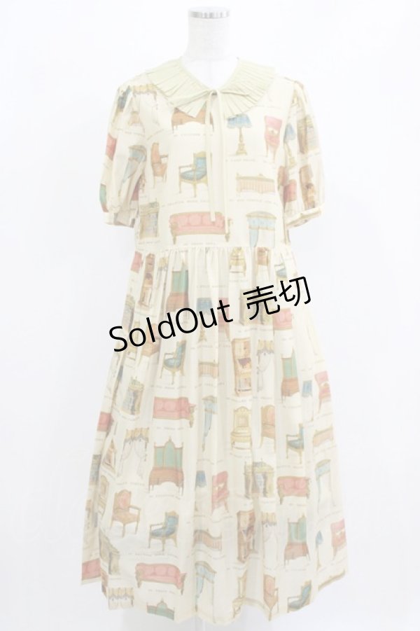 画像1: Jane Marple / Noble furnitureタックカラードレス  アイボリー×イエロー H-26-03-07-005-JM-OP-KB-ZH (1)