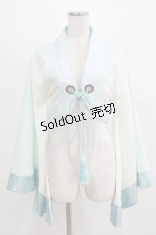 画像1: Qutie Frash / 着物ボレロ  ホワイト×サックス H-26-03-07-049-QU-TO-KB-ZH (1)