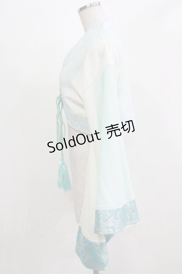 画像2: Qutie Frash / 着物ボレロ  ホワイト×サックス H-26-03-07-049-QU-TO-KB-ZH (2)