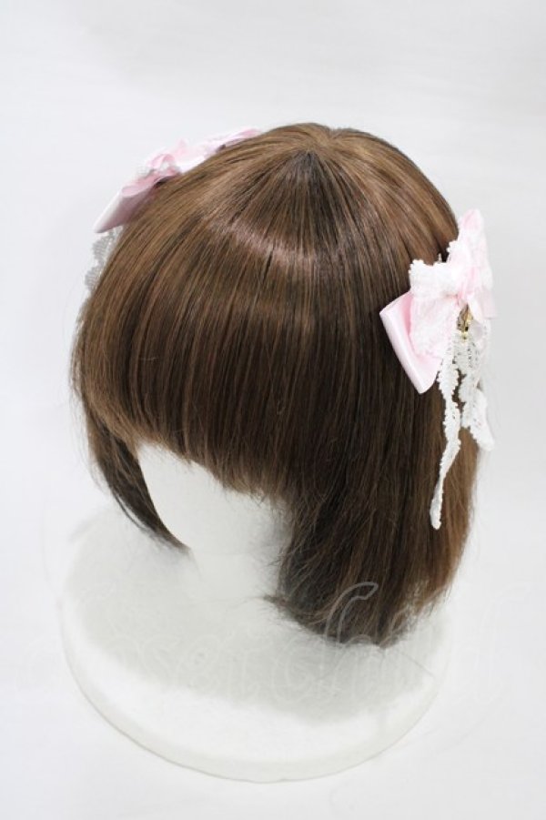 画像1: BABY,THE STARS SHINE BRIGHT / シェリルレーシィリボンクリップ  ピンク H-26-03-07-1001-BA-AC-NS-ZH (1)