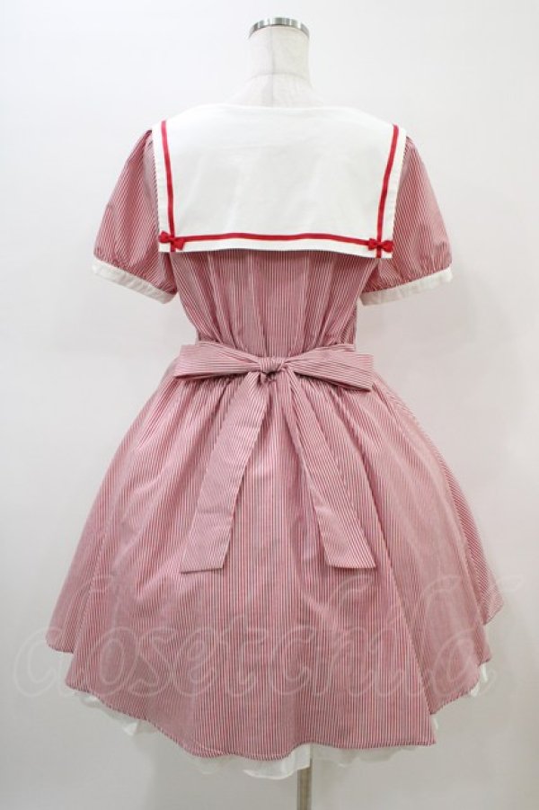 画像2: axes femme POETIQUE / ストライプセーラーワンピース M レッド H-26-03-07-1025-AX-OP-NS-ZH (2)