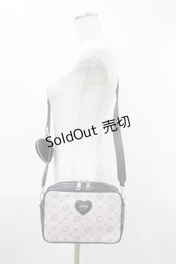 画像1: pium / ハートポーチ付きモノグラムスクエアポシェット  ピンク H-26-03-07-1006-0-BG-NS-ZH (1)