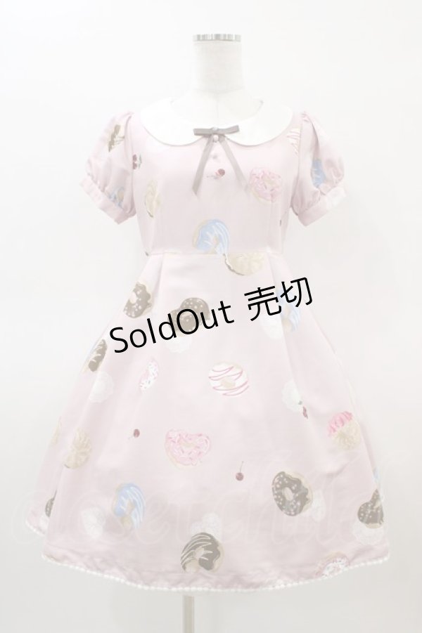 画像1: Ank Rouge / SweetDonutsリボンブローチワンピース M ピンク H-26-03-07-1028-CA-OP-NS-ZH (1)