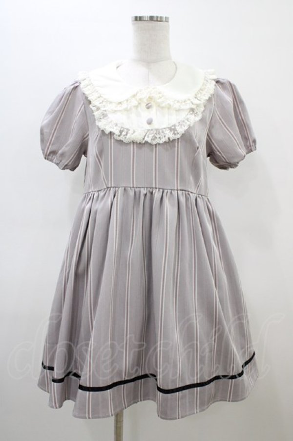 画像1: DearMyLove / ストライプドーリーワンピース M グレー H-26-03-07-1032-EL-OP-NS-ZH (1)