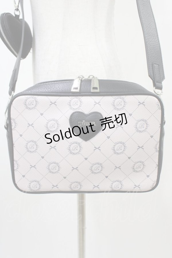 画像3: pium / ハートポーチ付きモノグラムスクエアポシェット  ピンク H-26-03-07-1006-0-BG-NS-ZH (3)