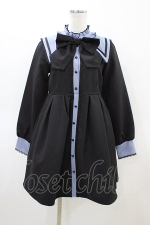 画像: DearMyLove / 闇セーラー襟レースワンピース S ブラック/ブルー H-26-03-07-1035-EL-OP-NS-ZH