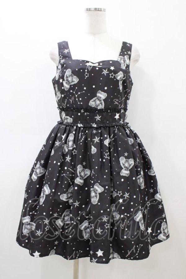 画像1: Ank Rouge / スペイシーベアプリントジャンパースカート M ブラック H-26-03-07-1040-CA-OP-NS-ZH (1)