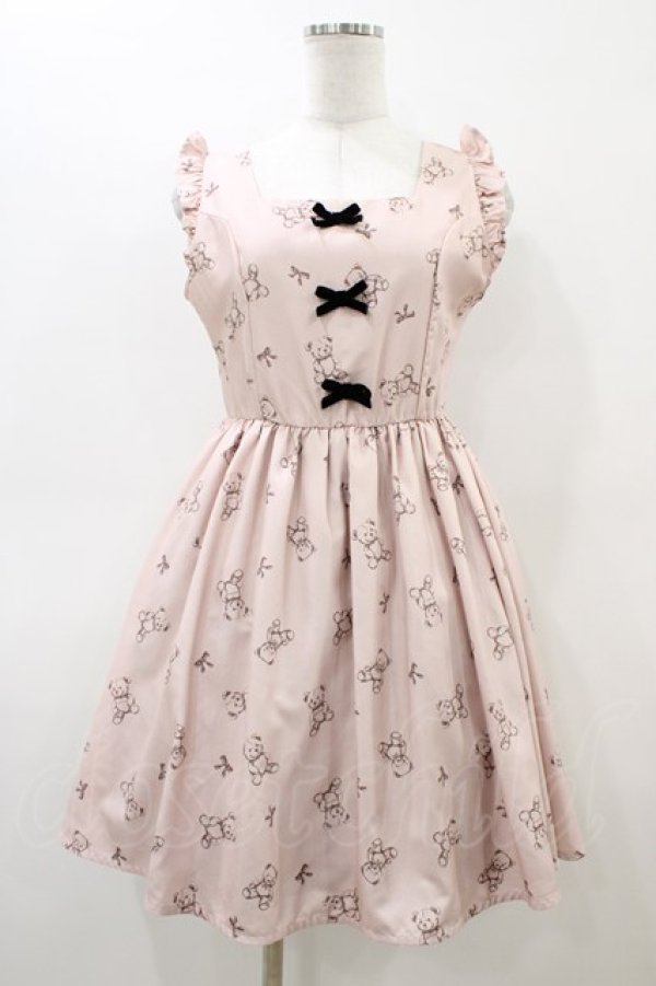 画像1: Ank Rouge / テディベアジャンパースカート M ピンク H-26-03-07-1045-CA-OP-NS-ZH (1)