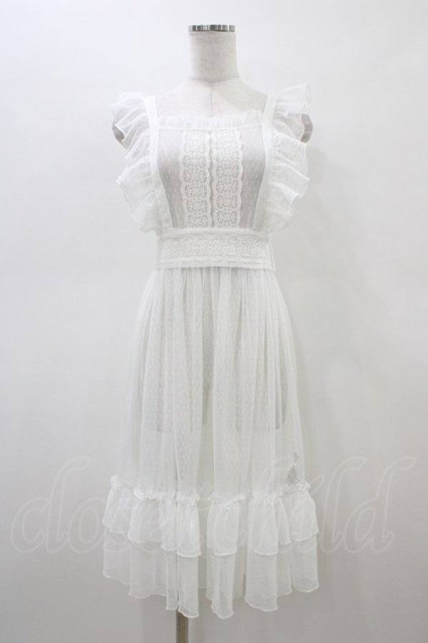 画像1: Chalmiere / ドットチュールエプロン M 白 H-26-03-07-1057-0-OP-NS-ZH (1)