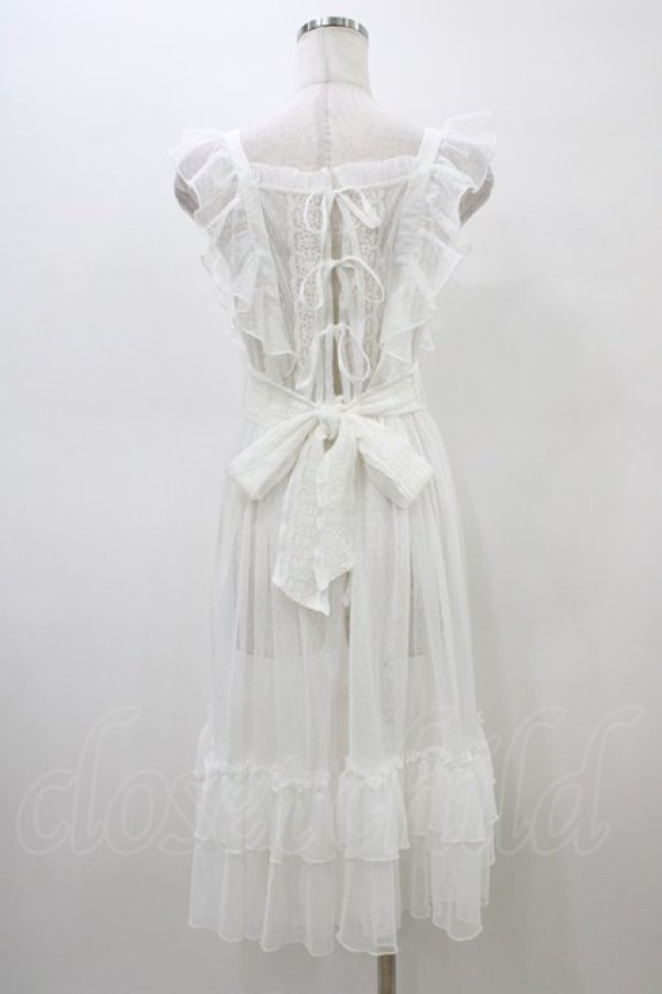 画像2: Chalmiere / ドットチュールエプロン M 白 H-26-03-07-1057-0-OP-NS-ZH (2)