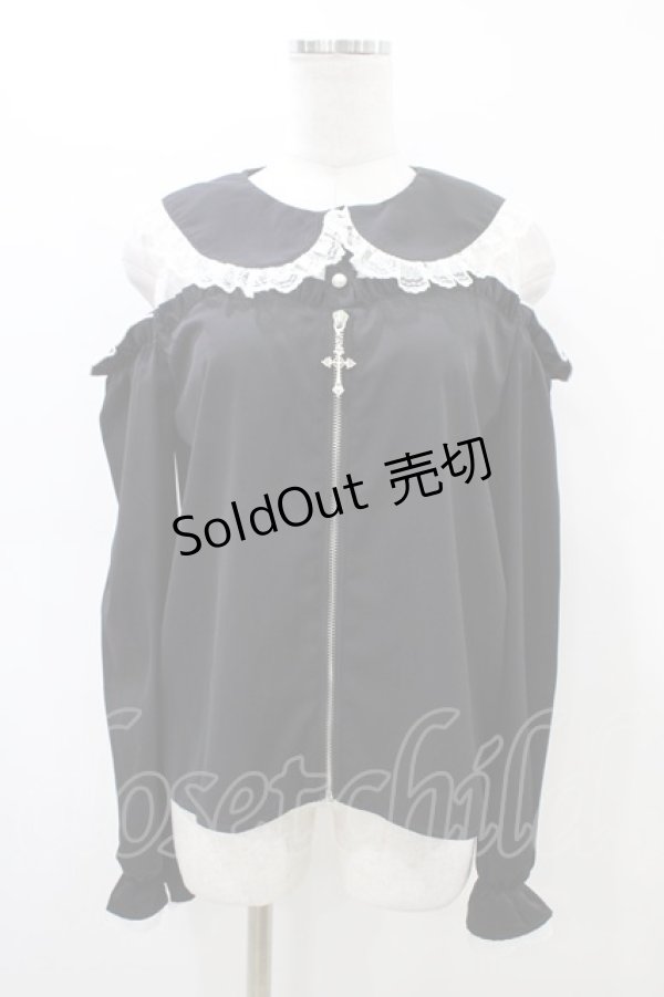 画像1: MA*RS / クロスチャームZIPブラウス Free ブラック H-26-03-07-1058-EL-BL-NS-ZH (1)