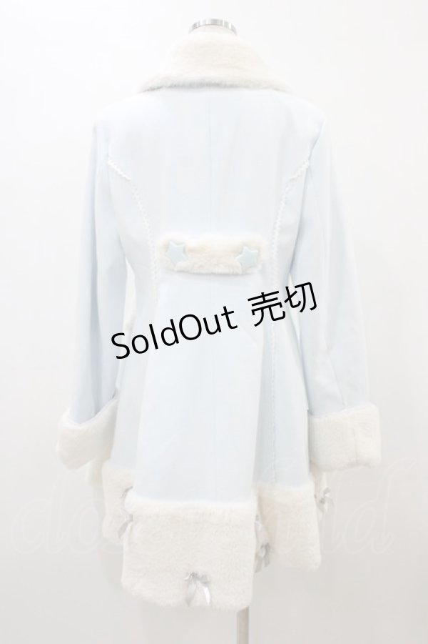 画像2: DearMyLove / お月様ブローチコート LL サックス H-26-03-07-1066-EL-CO-NS-ZH (2)