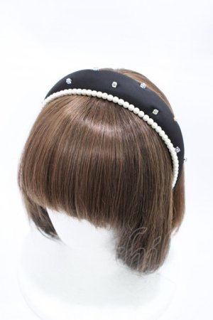 画像: Rojita / パール&キラキラビーズ付き2連カチューシャ  ブラック H-26-03-07-1002-LO-AC-NS-ZH