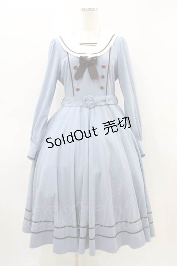 画像1: Innocent World / アビーワンピース M スモーキーブルー×ショコラ H-26-03-07-1019-IW-OP-NS-ZH (1)