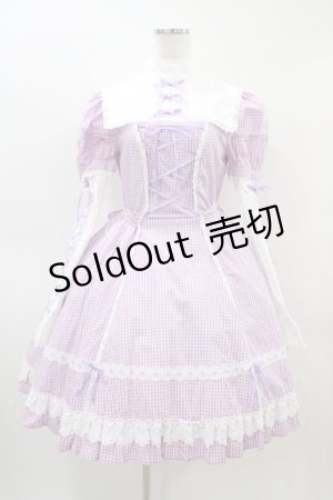 画像: Angelic Pretty / ギンガム立ち襟ワンピース Free ラベンダー H-26-03-07-1020-AP-OP-NS-ZH