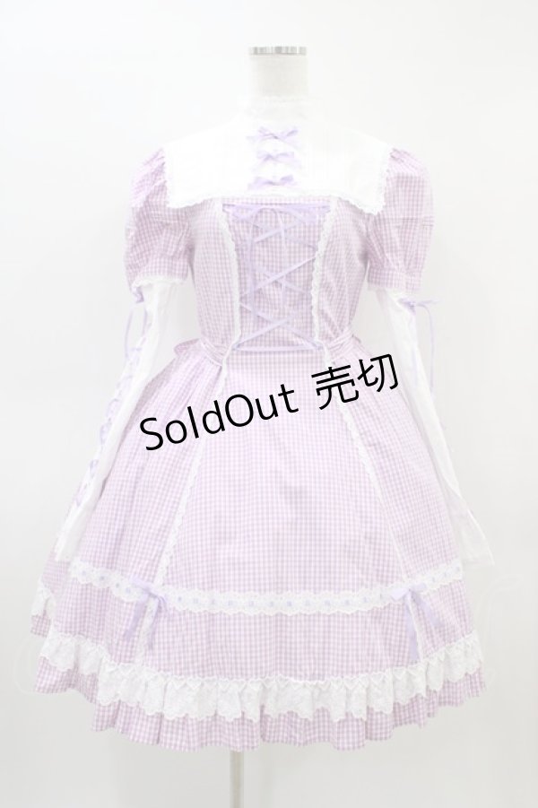 画像1: Angelic Pretty / ギンガム立ち襟ワンピース Free ラベンダー H-26-03-07-1020-AP-OP-NS-ZH (1)