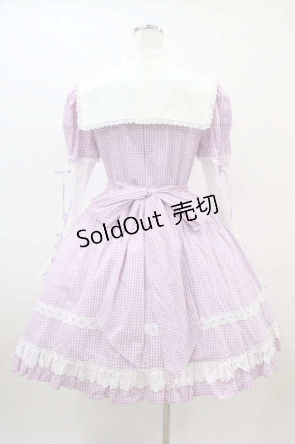 画像2: Angelic Pretty / ギンガム立ち襟ワンピース Free ラベンダー H-26-03-07-1020-AP-OP-NS-ZH (2)