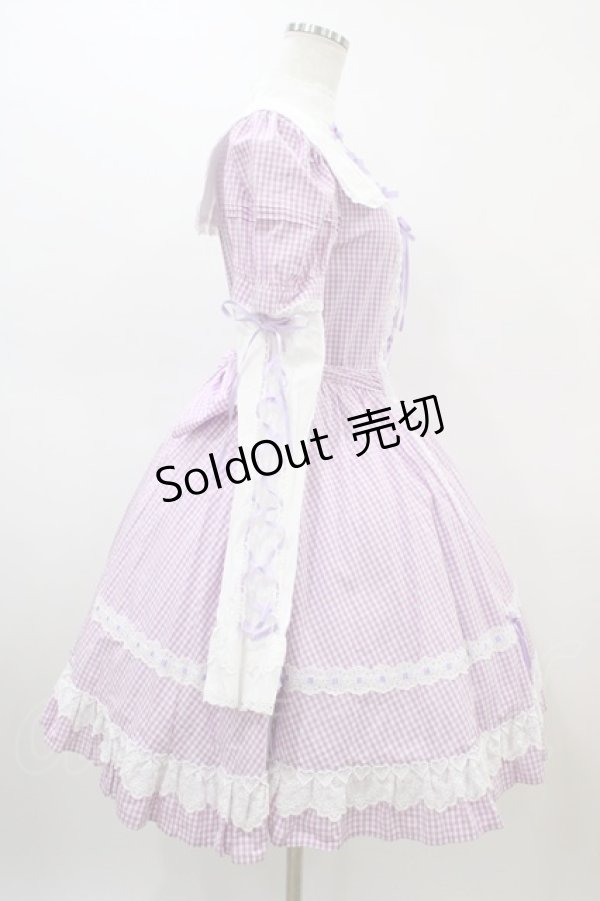 画像3: Angelic Pretty / ギンガム立ち襟ワンピース Free ラベンダー H-26-03-07-1020-AP-OP-NS-ZH (3)