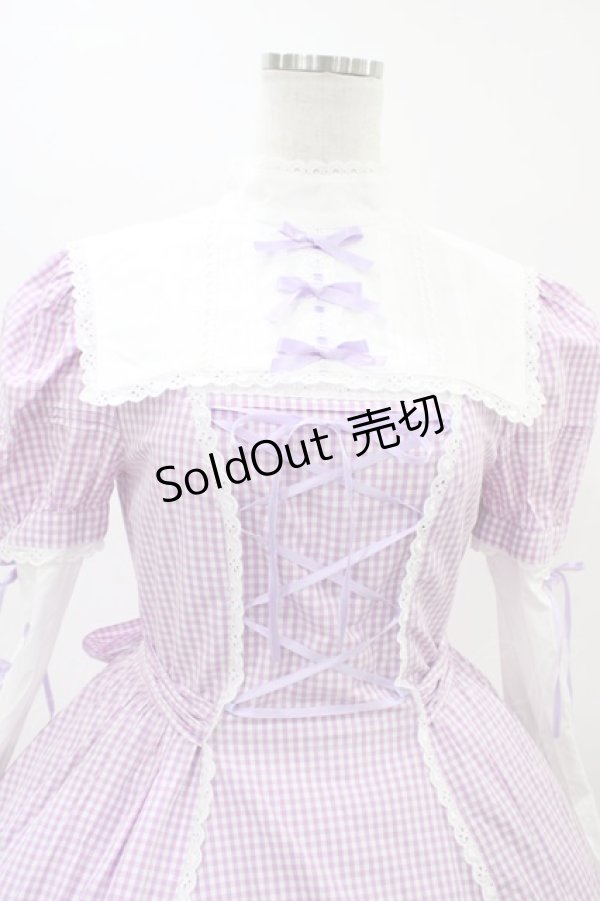 画像4: Angelic Pretty / ギンガム立ち襟ワンピース Free ラベンダー H-26-03-07-1020-AP-OP-NS-ZH (4)