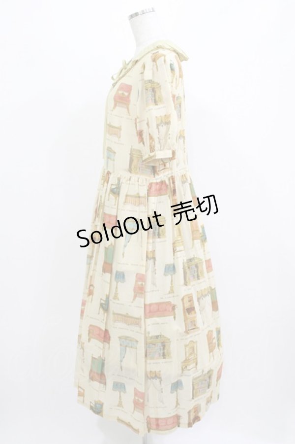 画像2: Jane Marple / Noble furnitureタックカラードレス  アイボリー×イエロー H-26-03-07-005-JM-OP-KB-ZH (2)