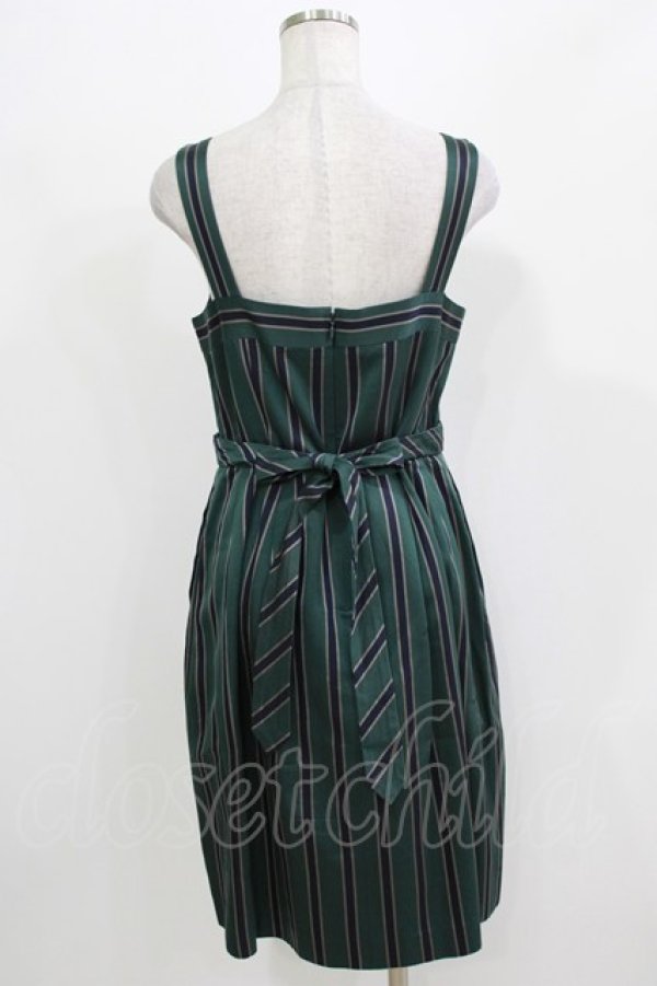 画像3: Jane Marple / レジメンタルストライプジャンパースカート  グリーン H-26-03-07-051-JM-OP-KB-ZH (3)
