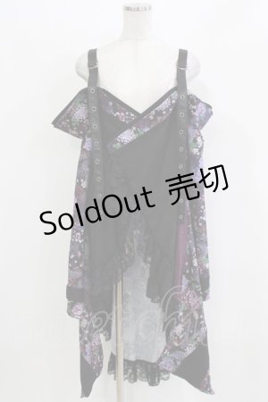 画像: Qutie Frash / オフショル着物カーデ  黒×紫 H-26-03-07-057-QU-TO-KB-ZH