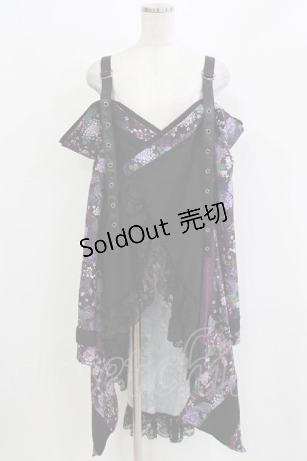 画像1: Qutie Frash / オフショル着物カーデ  黒×紫 H-26-03-07-057-QU-TO-KB-ZH (1)