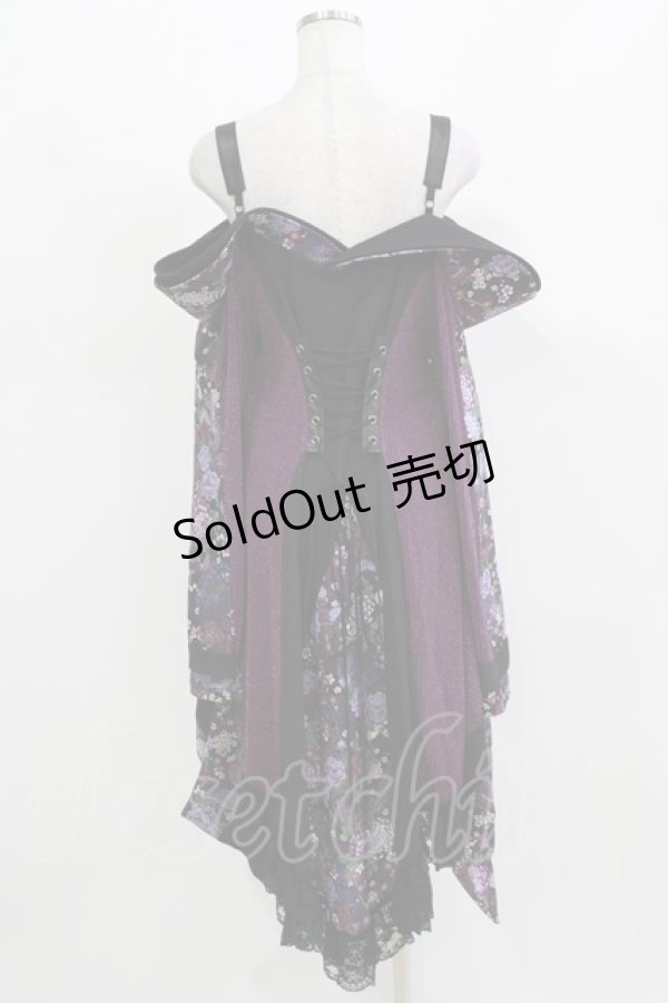 画像3: Qutie Frash / オフショル着物カーデ  黒×紫 H-26-03-07-057-QU-TO-KB-ZH (3)