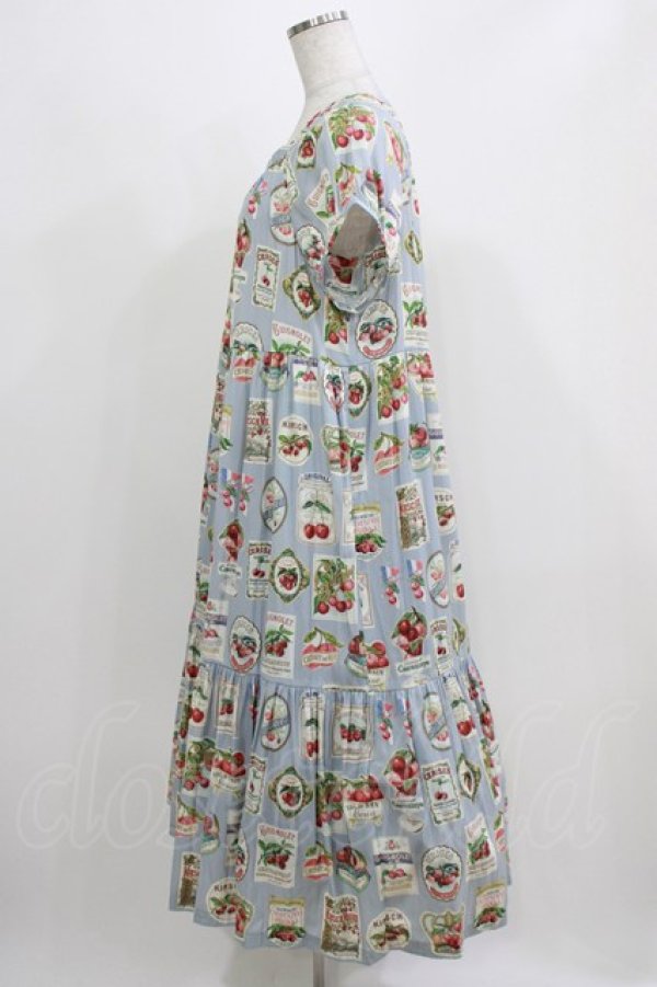 画像2: Jane Marple / Cherry labels wrinkle dress  ブルーグレイ H-26-03-07-006-JM-OP-KB-ZH (2)