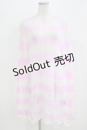 画像: KILL STAR / Marshmallow Knit Sweater S ピンク×白 H-26-03-07-062-SL-TO-AK-ZH